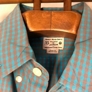 Unique blue and gray gingham button down